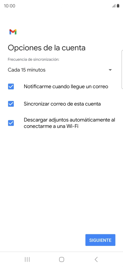 Si aparece en la pantalla esta imagen, tu cuenta de correo electrónico ha sido reconocida y configurada automáticamente. Sigue las indicaciones de la pantalla para introducir más información y terminar la configuración. Si aparece en la pantalla esta imagen, tu cuenta de correo electrónico ha sido reconocida y configurada automáticamente. Sigue las indicaciones de la pantalla para introducir más información y terminar la configuración.