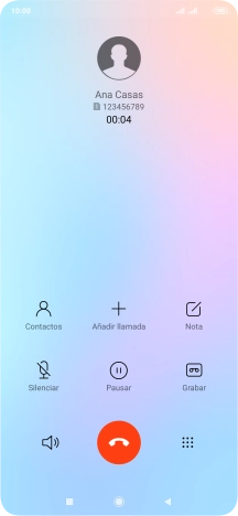 Pulsa el icono de finalizar llamada. Pulsa el icono de finalizar llamada.
