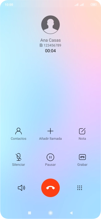 Pulsa el icono de finalizar llamada. Pulsa el icono de finalizar llamada.