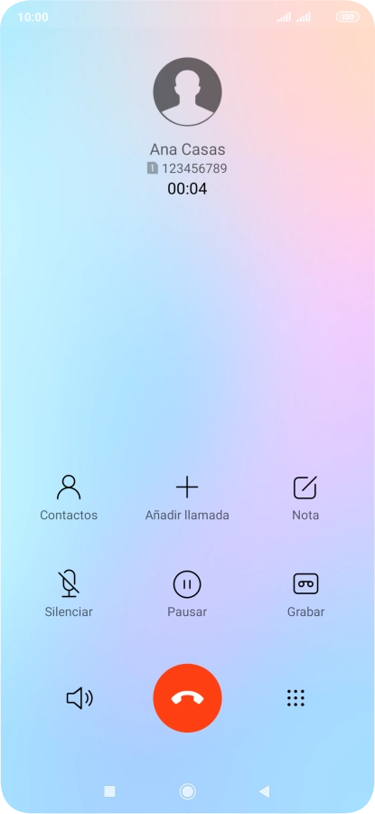 Pulsa el icono de finalizar llamada. Pulsa el icono de finalizar llamada.
