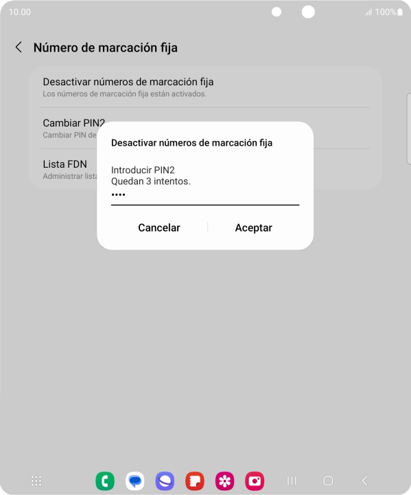 Introduce el código PIN2 y pulsa Aceptar. Introduce el código PIN2 y pulsa Aceptar.