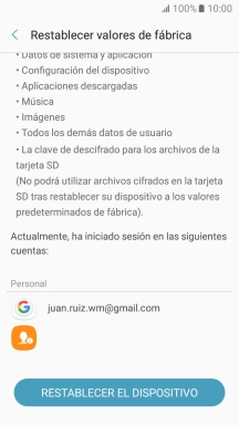 Pulsa RESTABLECER EL DISPOSITIVO. Pulsa RESTABLECER EL DISPOSITIVO.
