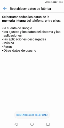 Pulsa RESTABLECER TELÉFONO. Pulsa RESTABLECER TELÉFONO.