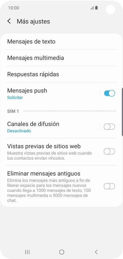 Pulsa Mensajes de texto. Pulsa Mensajes de texto.