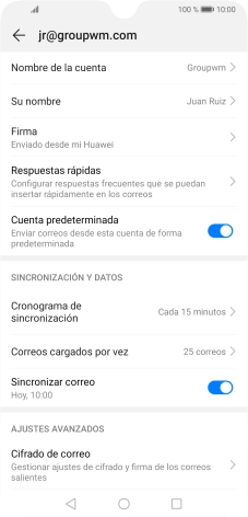 Pulsa Nombre de la cuenta e introduce el nombre de la cuenta de correo electrónico. Pulsa Nombre de la cuenta e introduce el nombre de la cuenta de correo electrónico.