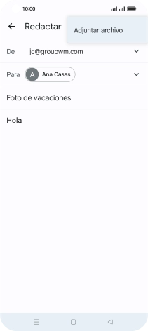 Pulsa Adjuntar archivo y desplázate a la carpeta deseada. Pulsa Adjuntar archivo y desplázate a la carpeta deseada.