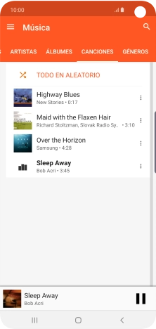 Pulsa el título de la canción en la parte inferior de la pantalla. Pulsa el título de la canción en la parte inferior de la pantalla.