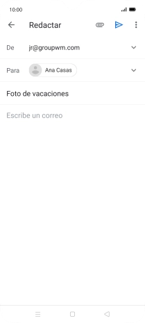 Pulsa en el campo de escritura y escribe el texto del correo electrónico. Pulsa en el campo de escritura y escribe el texto del correo electrónico.