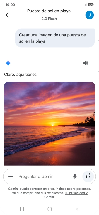También puedes pedir a Gemini que genere una fotografía partiendo de tu descripción. También puedes pedir a Gemini que genere una fotografía partiendo de tu descripción.