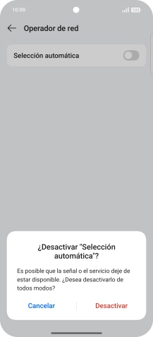Pulsa Desactivar para desactivar la función y espera mientras el teléfono está buscando redes. Pulsa Desactivar para desactivar la función y espera mientras el teléfono está buscando redes.