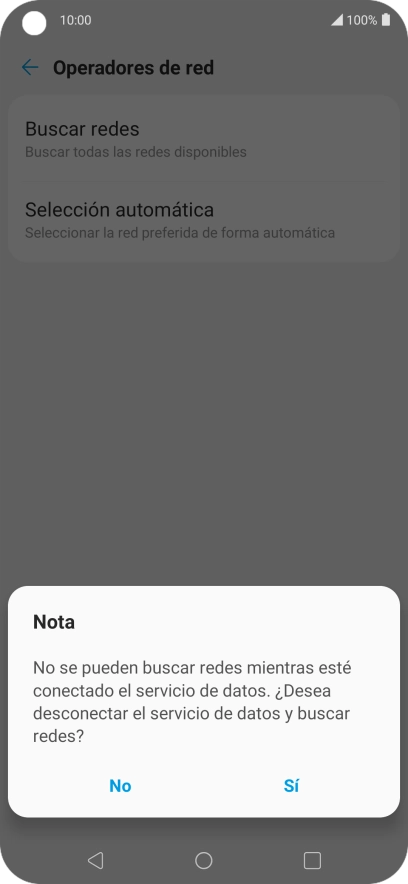 Pulsa Sí y espera mientras el teléfono está buscando redes. Pulsa Sí y espera mientras el teléfono está buscando redes.