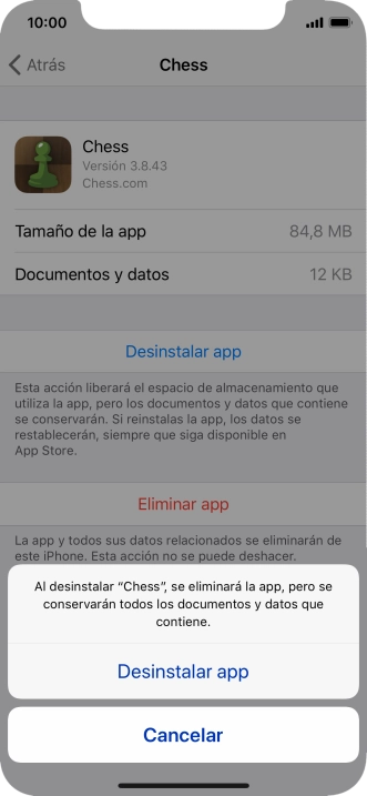Pulsa Desinstalar app. Pulsa Desinstalar app.
