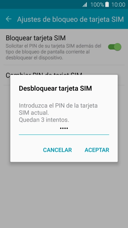 Introduce tu código PIN y pulsa ACEPTAR. Introduce tu código PIN y pulsa ACEPTAR.
