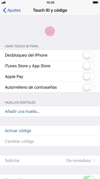 Pulsa Añadir una huella... y sigue las indicaciones de la pantalla para añadir tu huella digital. Pulsa Añadir una huella... y sigue las indicaciones de la pantalla para añadir tu huella digital.