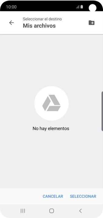 Si deseas crear una nueva carpeta, pulsa el icono de nueva carpeta y sigue las indicaciones de la pantalla para crearla. Si deseas crear una nueva carpeta, pulsa el icono de nueva carpeta y sigue las indicaciones de la pantalla para crearla.