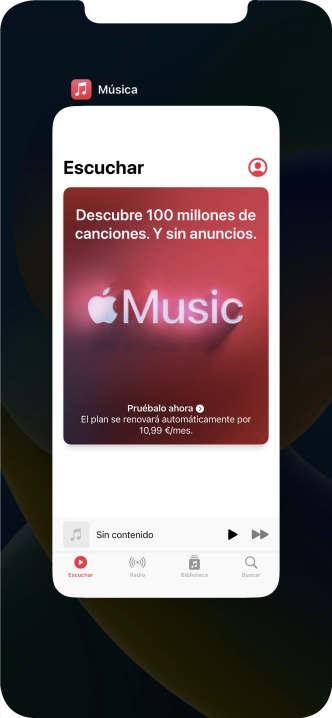 Arrastra hacia arriba la aplicación deseada para cerrarla. Arrastra hacia arriba la aplicación deseada para cerrarla.