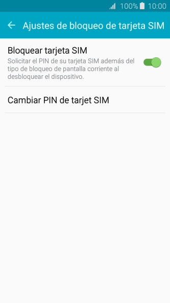 Pulsa Bloquear tarjeta SIM para activar o desactivar la función. Pulsa Bloquear tarjeta SIM para activar o desactivar la función.