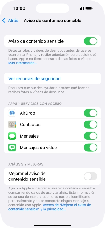 Pulsa el indicador junto a las aplicaciones deseadas para activar o desactivar la función. Pulsa el indicador junto a las aplicaciones deseadas para activar o desactivar la función.