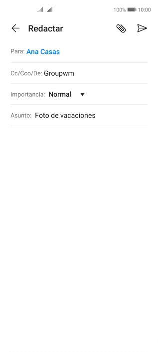 Pulsa en el campo de escritura y escribe el texto del correo electrónico. Pulsa en el campo de escritura y escribe el texto del correo electrónico.
