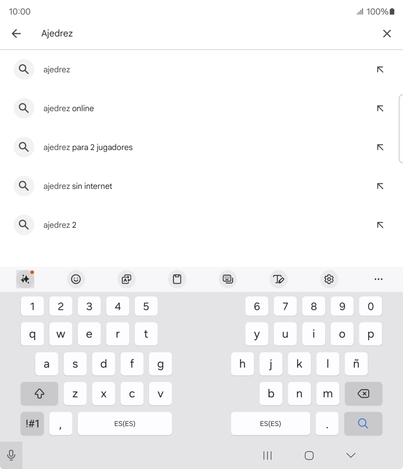 Introduce el nombre del tema o de la app y pulsa el icono de búsqueda. Introduce el nombre del tema o de la app y pulsa el icono de búsqueda.