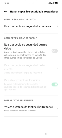 Pulsa Volver al estado de fábrica (borrar todo). Pulsa Volver al estado de fábrica (borrar todo).