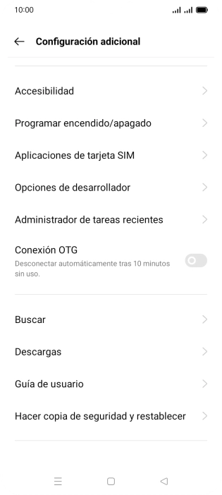 Pulsa Hacer copia de seguridad y restablecer. Pulsa Hacer copia de seguridad y restablecer.