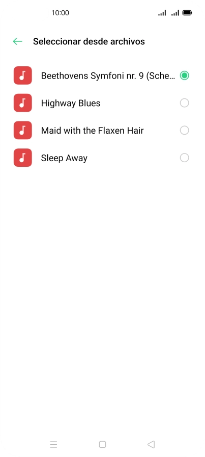 Al encontrar un timbre de llamada de tu gusto, pulsa la tecla de retroceso. Al encontrar un timbre de llamada de tu gusto, pulsa la tecla de retroceso.