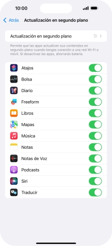Pulsa Actualización en segundo plano. Pulsa Actualización en segundo plano.