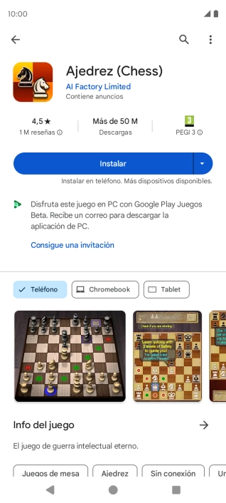 Pulsa Instalar y sigue las indicaciones de la pantalla para instalar la app. Pulsa Instalar y sigue las indicaciones de la pantalla para instalar la app.