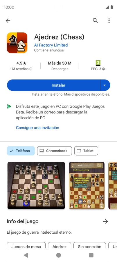 Pulsa Instalar y sigue las indicaciones de la pantalla para instalar la app. Pulsa Instalar y sigue las indicaciones de la pantalla para instalar la app.