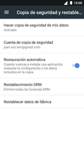 Pulsa Restablecer datos de fábrica. Pulsa Restablecer datos de fábrica.