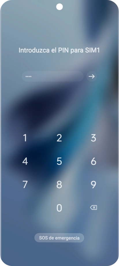 Si tu tarjeta SIM está bloqueada, introduce el código PIN y pulsa la flecha hacia la derecha. Si tu tarjeta SIM está bloqueada, introduce el código PIN y pulsa la flecha hacia la derecha.