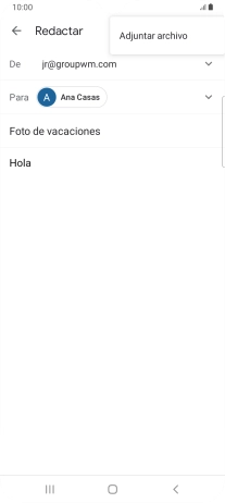 Pulsa Adjuntar archivo y desplázate a la carpeta deseada. Pulsa Adjuntar archivo y desplázate a la carpeta deseada.