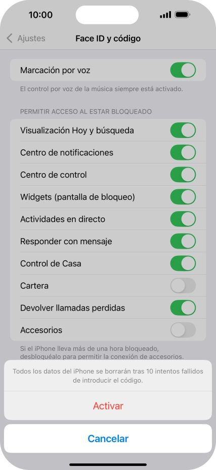 Si activas la función, pulsa Activar. Si activas la función, pulsa Activar.