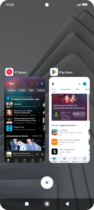 Para cerrar una sola aplicación en ejecución, desliza el dedo hacia la derecha sobre la aplicación deseada. Para cerrar una sola aplicación en ejecución, desliza el dedo hacia la derecha sobre la aplicación deseada.