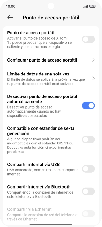 Pulsa Configurar punto de acceso portátil. Pulsa Configurar punto de acceso portátil.
