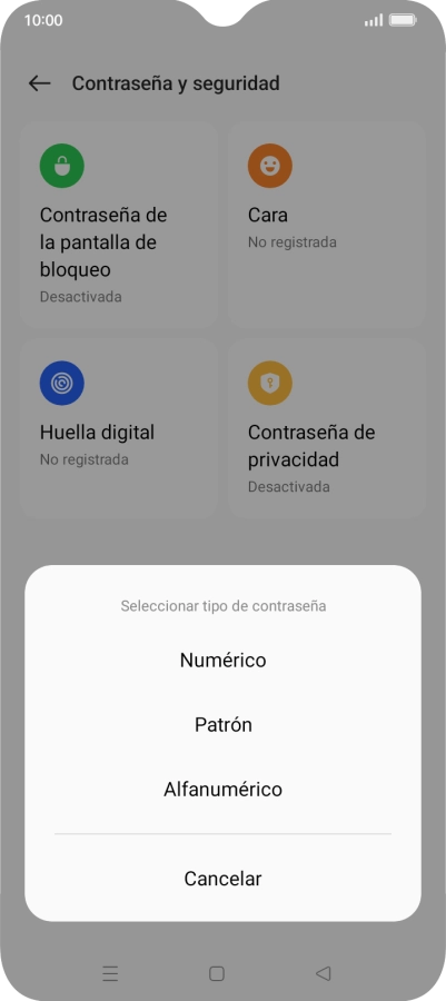 Pulsa el código de seguridad deseado y sigue las indicaciones de la pantalla para crear un código de seguridad del teléfono adicional. Pulsa el código de seguridad deseado y sigue las indicaciones de la pantalla para crear un código de seguridad del teléfono adicional.