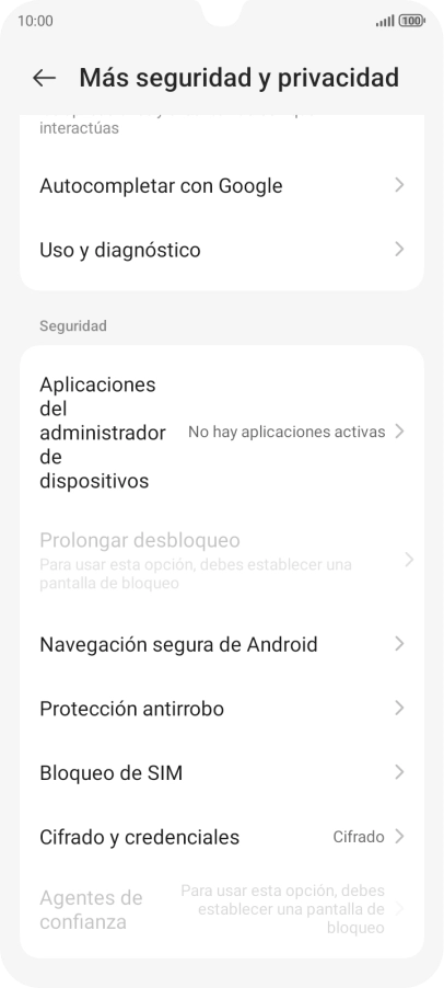 Pulsa Bloqueo de SIM. Pulsa Bloqueo de SIM.