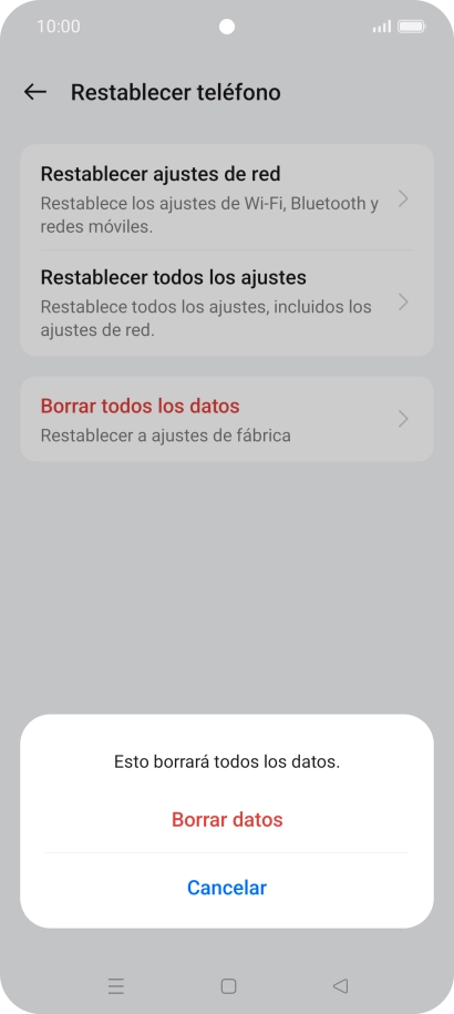 Pulsa Borrar datos. Pulsa Borrar datos.