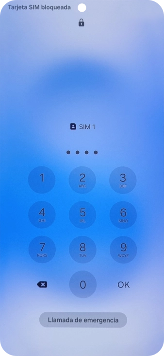 Si es necesario desbloquear la tarjeta SIM, introduce el código PIN y pulsa OK. Si es necesario desbloquear la tarjeta SIM, introduce el código PIN y pulsa OK.