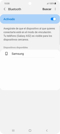 Pulsa el dispositivo Bluetooth deseado y sigue las indicaciones de la pantalla para vincular el dispositivo al teléfono. Pulsa el dispositivo Bluetooth deseado y sigue las indicaciones de la pantalla para vincular el dispositivo al teléfono.