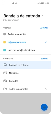 Pulsa la cuenta de correo electrónico deseada. Pulsa la cuenta de correo electrónico deseada.