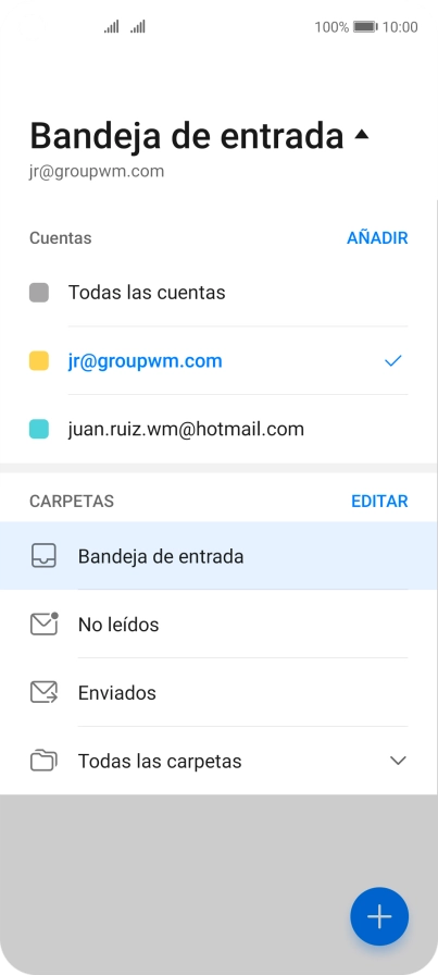 Pulsa la cuenta de correo electrónico deseada. Pulsa la cuenta de correo electrónico deseada.
