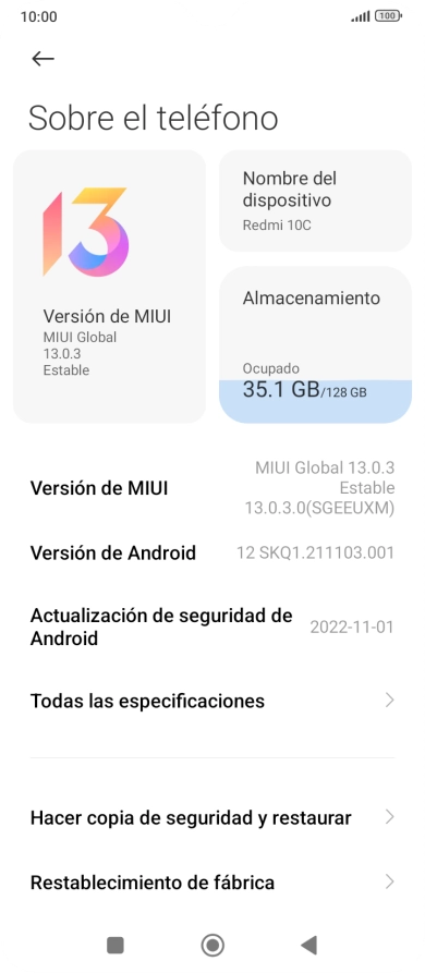 Pulsa Versión de MIUI. Pulsa Versión de MIUI.