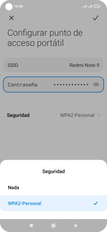 Pulsa WPA2-Personal para proteger la conexión wifi con una contraseña. Pulsa WPA2-Personal para proteger la conexión wifi con una contraseña.