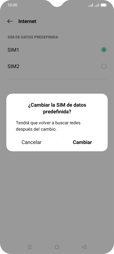 Si cambias de tarjeta SIM, pulsa Cambiar. Si cambias de tarjeta SIM, pulsa Cambiar.
