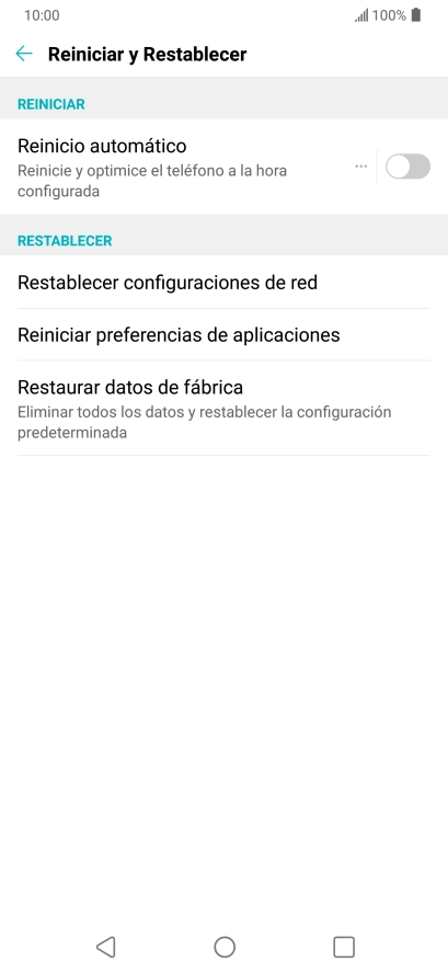 Pulsa Restaurar datos de fábrica. Pulsa Restaurar datos de fábrica.