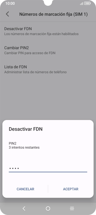 Introduce el código PIN2 y pulsa ACEPTAR. Introduce el código PIN2 y pulsa ACEPTAR.