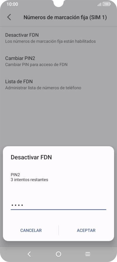 Introduce el código PIN2 y pulsa ACEPTAR. Introduce el código PIN2 y pulsa ACEPTAR.