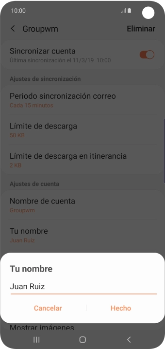 Introduce el nombre deseado y pulsa Hecho. Introduce el nombre deseado y pulsa Hecho.